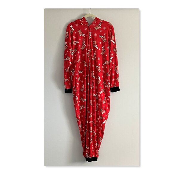 Matching Family Pajamas Reindeer Antler Zipper Onesie RED SZ XL / MOM - Picture 4 of 13
